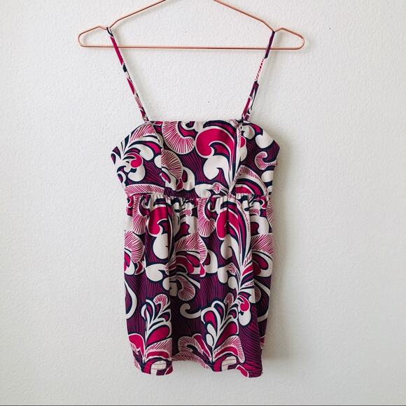 Banana Republic Factory pink purple fuchsia floral print tank top - Picture 1 of 5